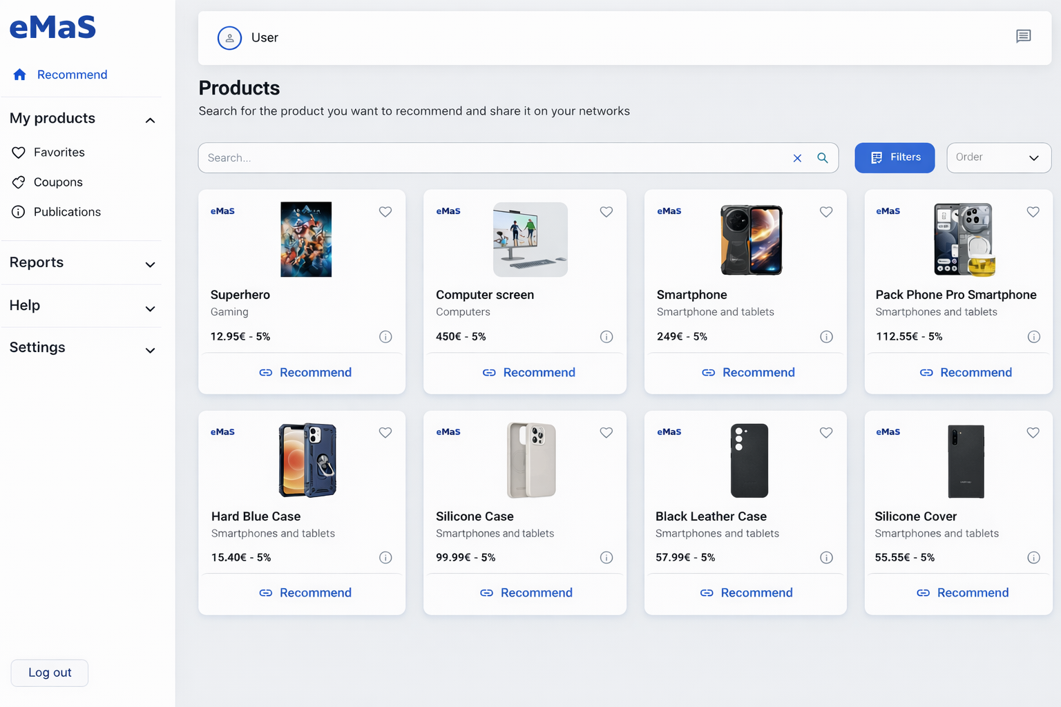 Recommenders products Dashboard